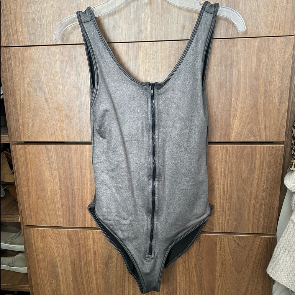 Grey Bodysuit with Zipper